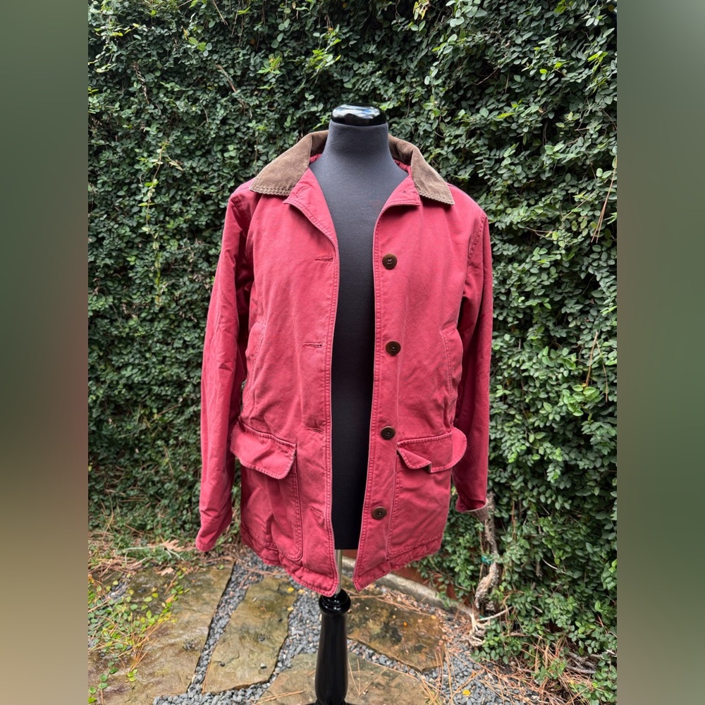 L.L. Bean Pink Chore Barn Coat with Corduroy Collar